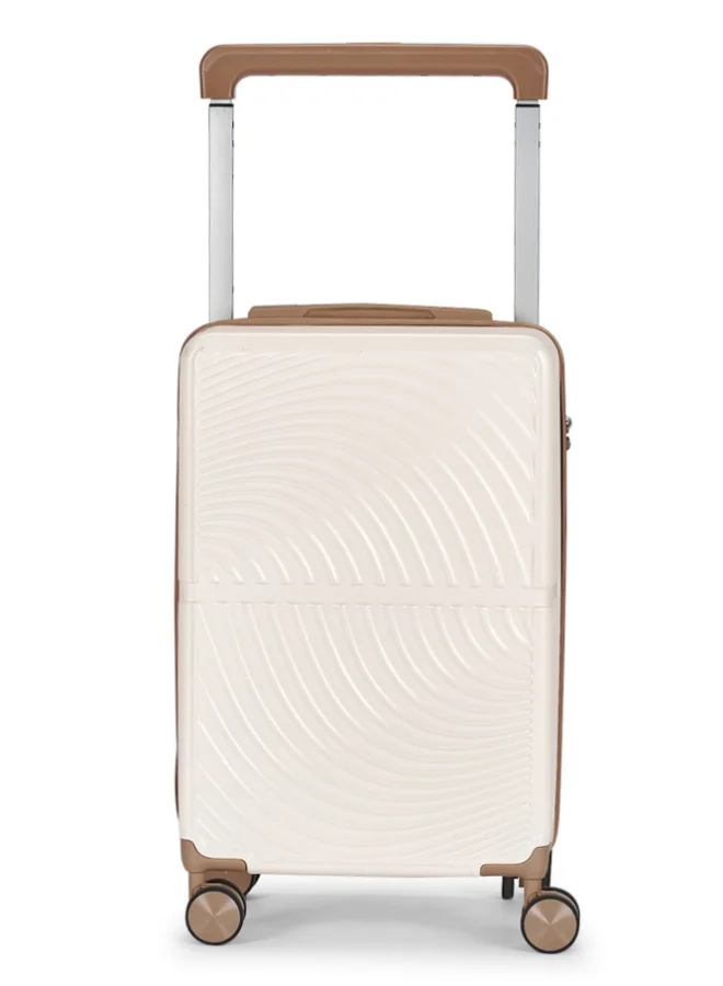 ليمرا شنطة سفر حديثة مصنوع من مادة بولي كربونات مخصصة لقمرة الطائرة مقاس 20 بوصة لون بيج/ذهبي